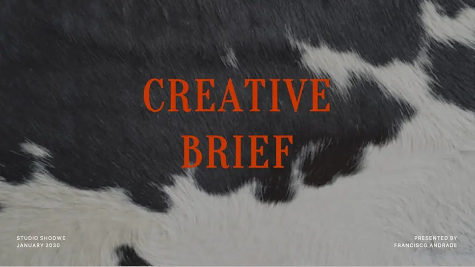 Creative brief presentation slide with bold typography and textured background, made with Kimi's  AI presentation maker