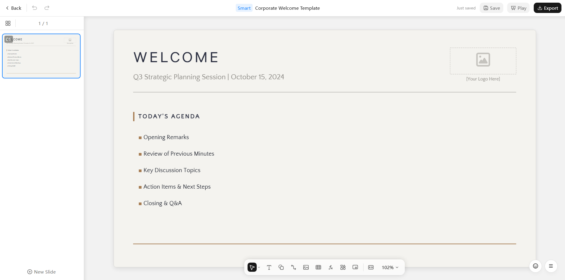 Corporate welcome PowerPoint template