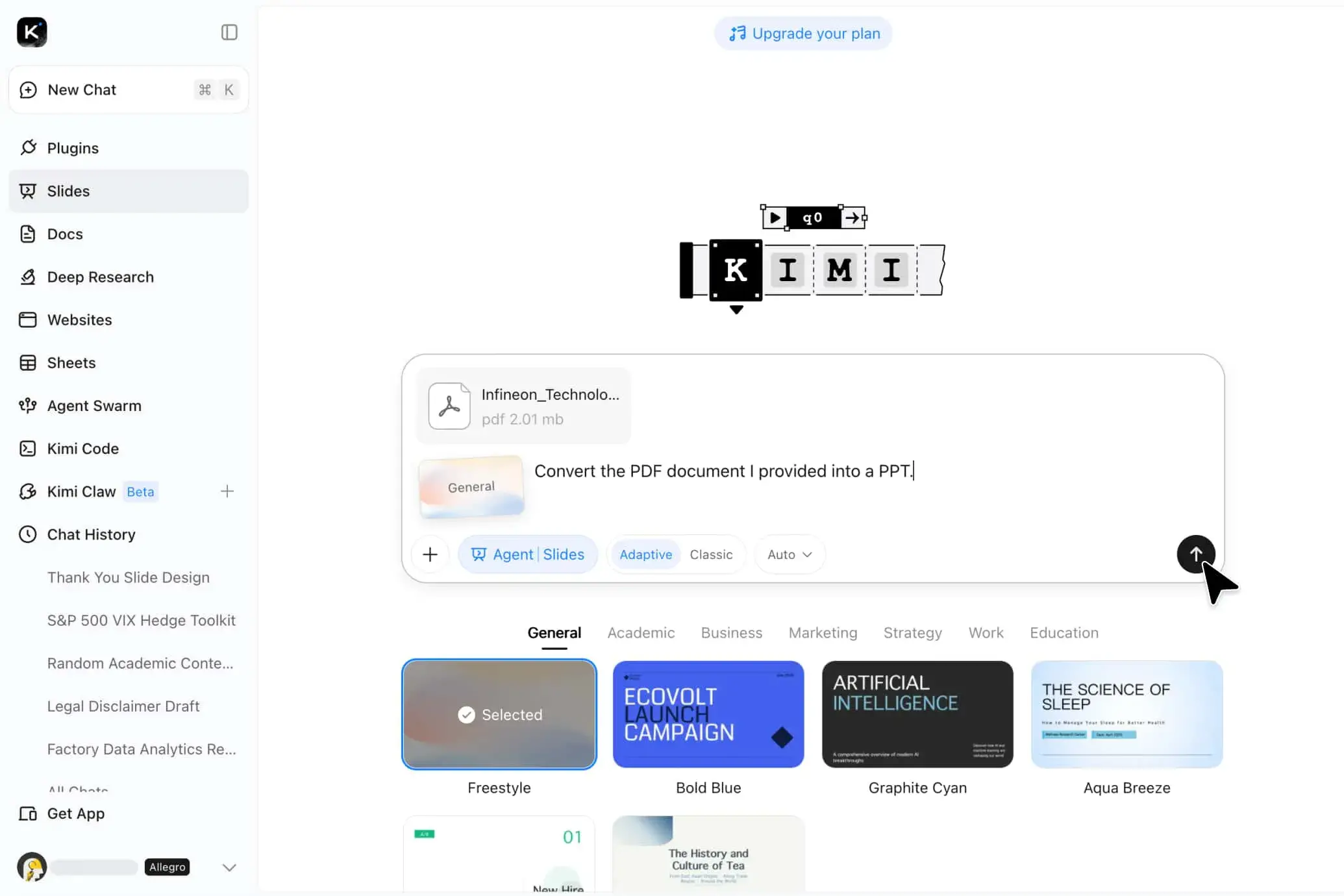 Upload your PDF file to the PDF to PPT converter to begin AI-powered conversion