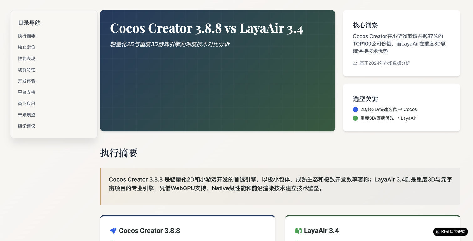 Cocos Creator 与 LayaAir 引擎比较
