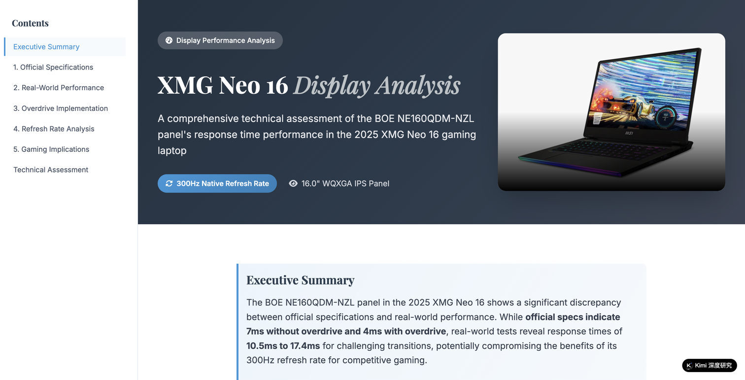 XMG NEO 16 Panel Response Review