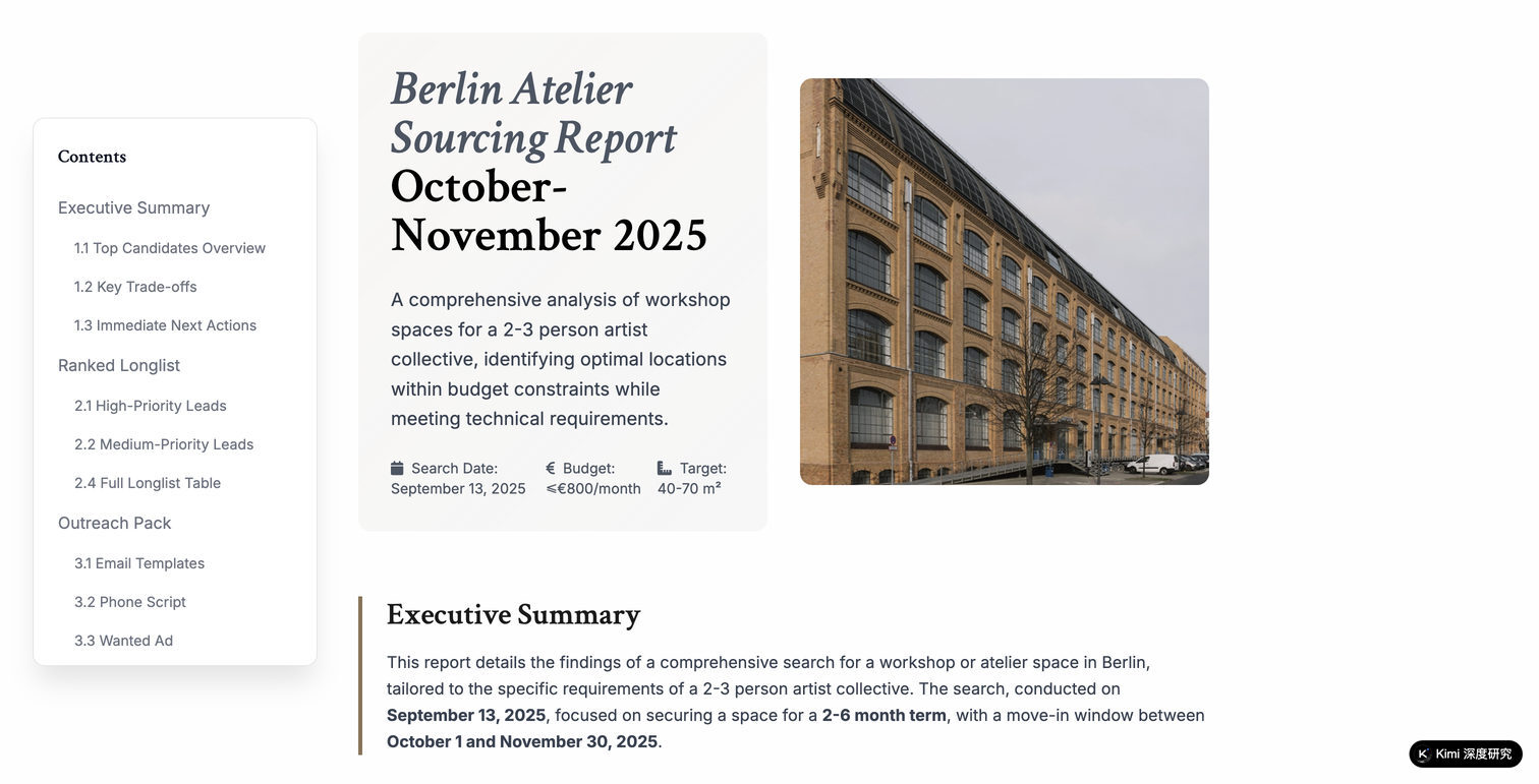 Berlin Atelier Sourcing Report