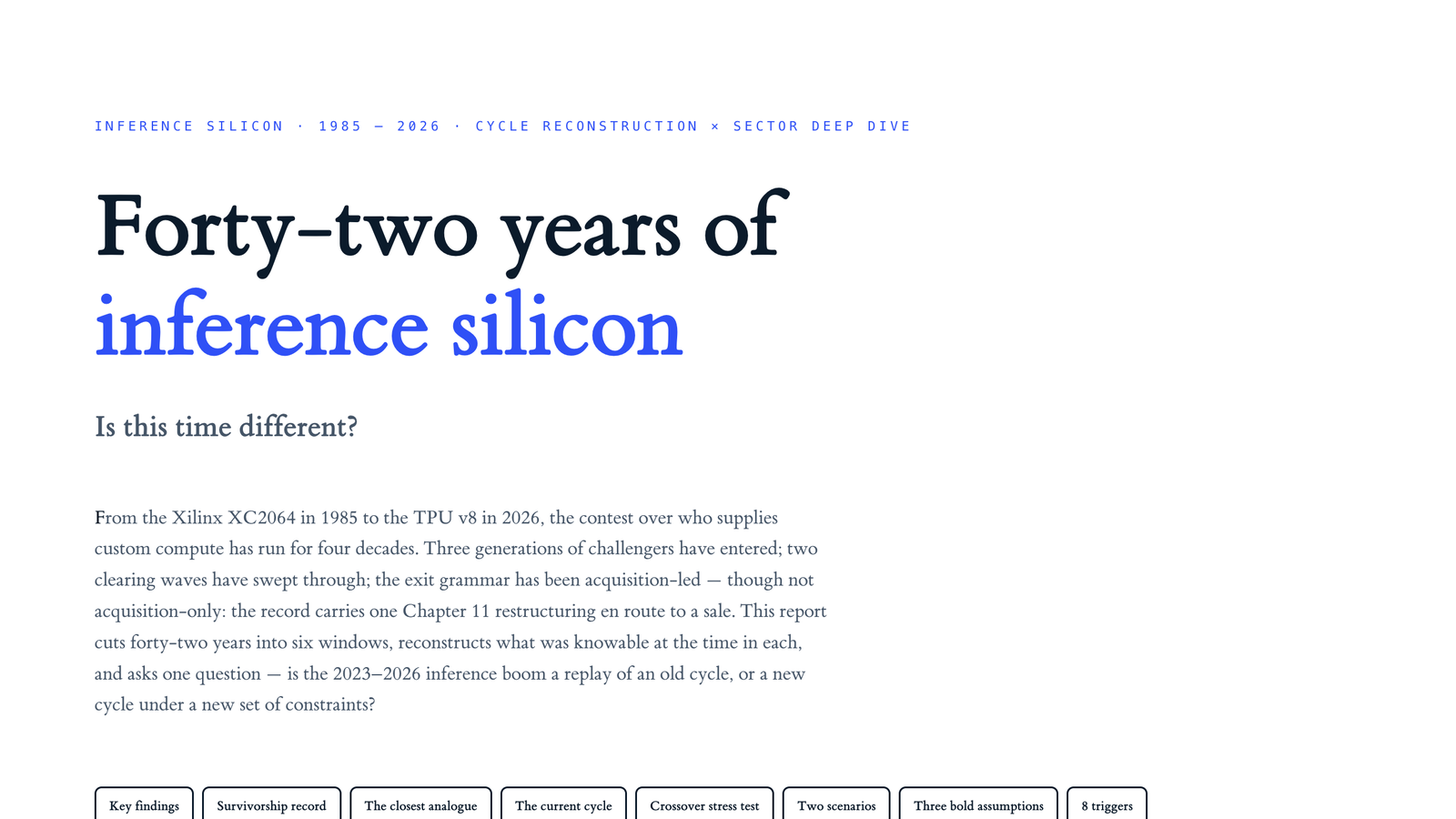 Forty-Two Years of Inference Silicon