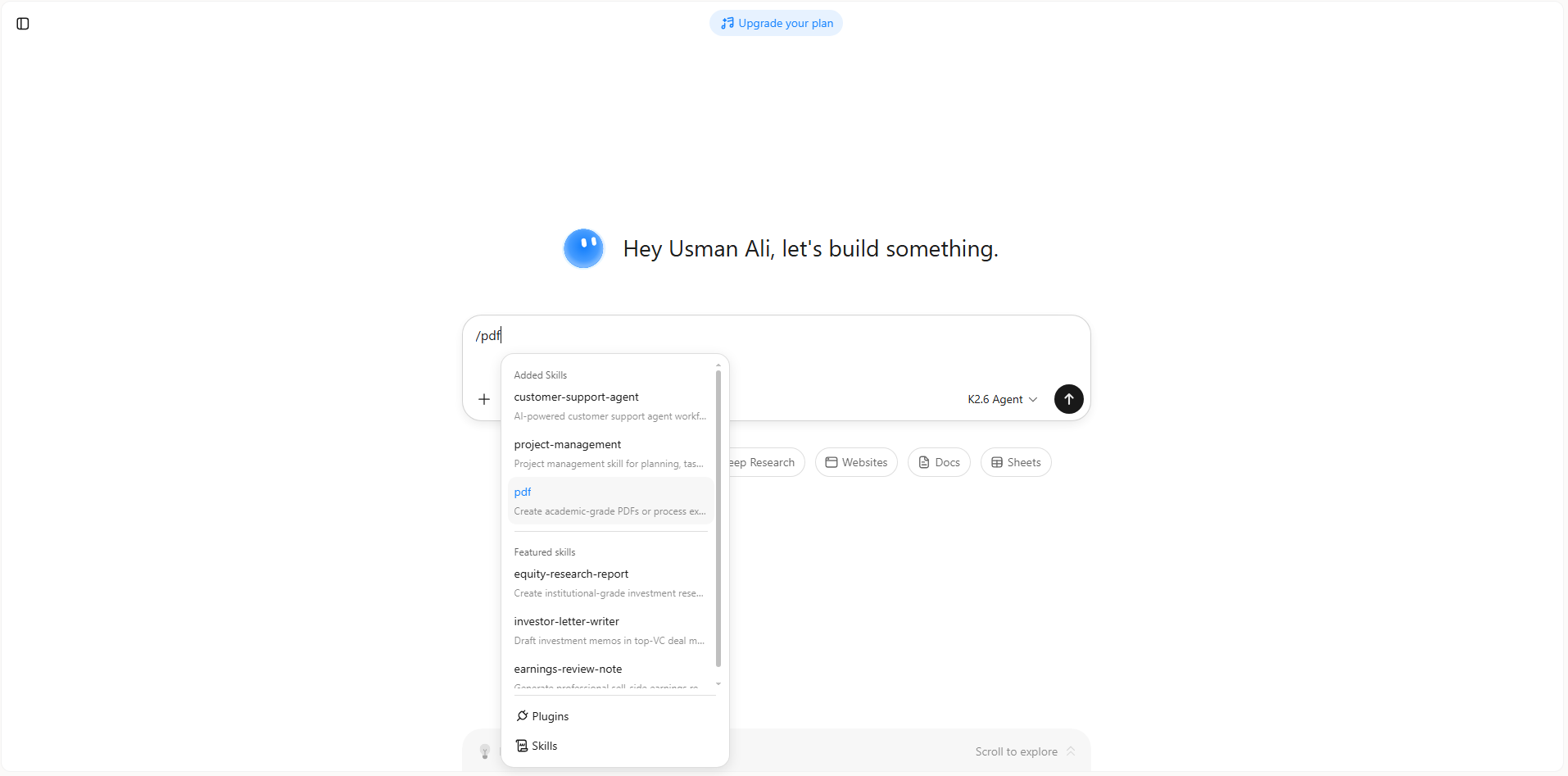 Input a skill command