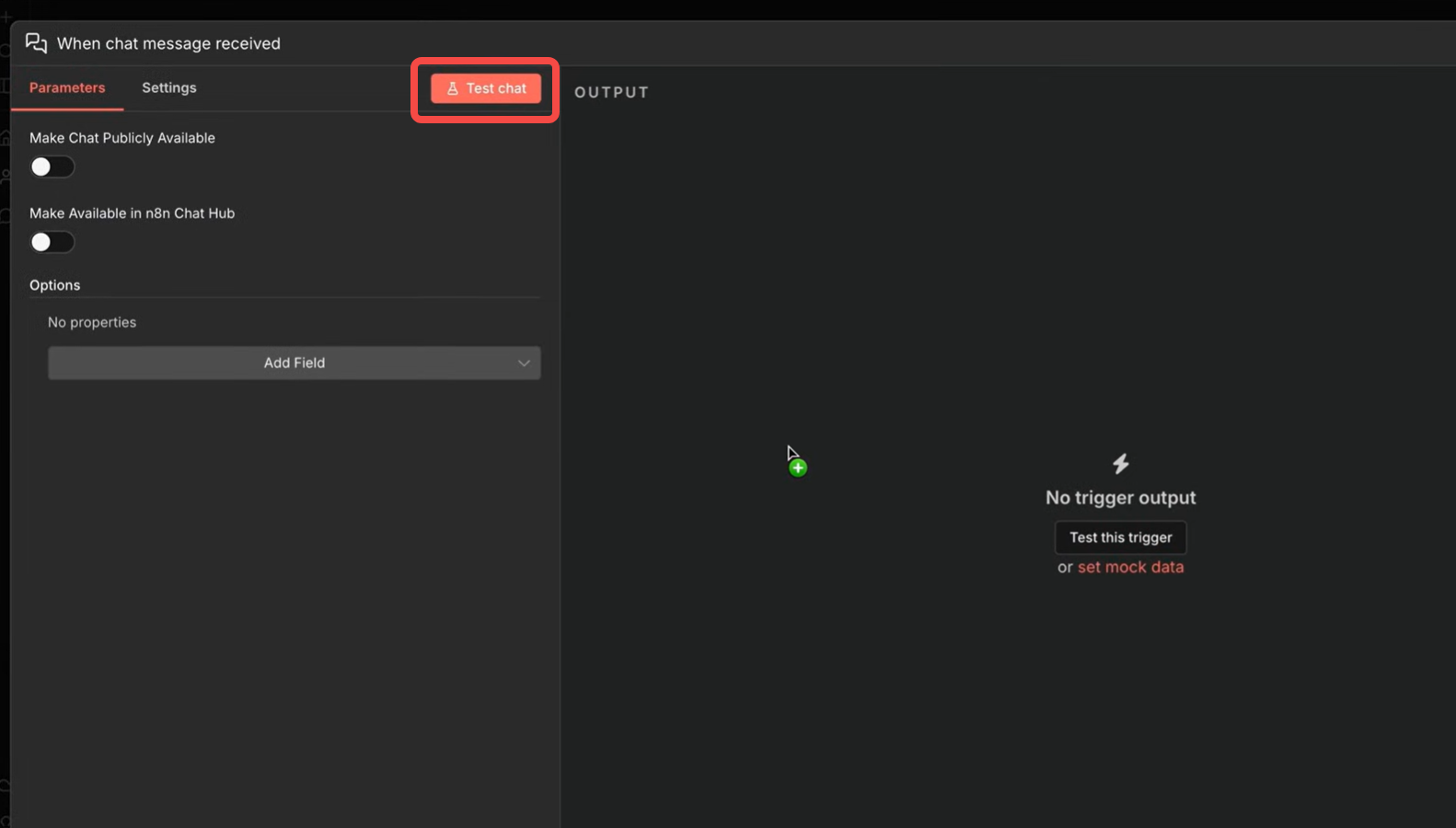 Click "Test Chat" to send a sample message