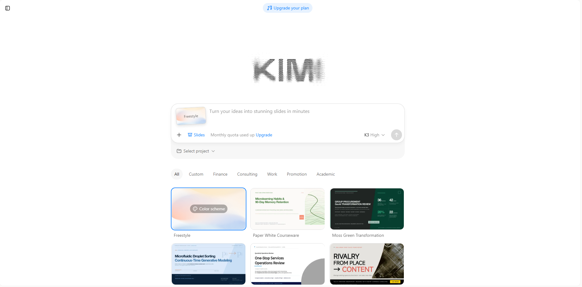 Interface of Kimi Slides