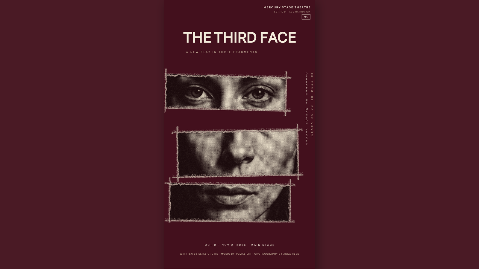 Torn Paper Strips Form a Face in This Theater Poster
