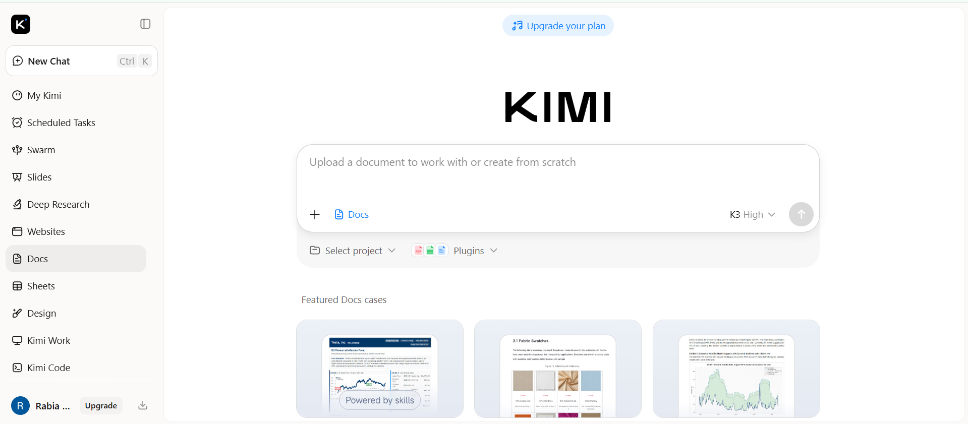 Kimi 文档界面