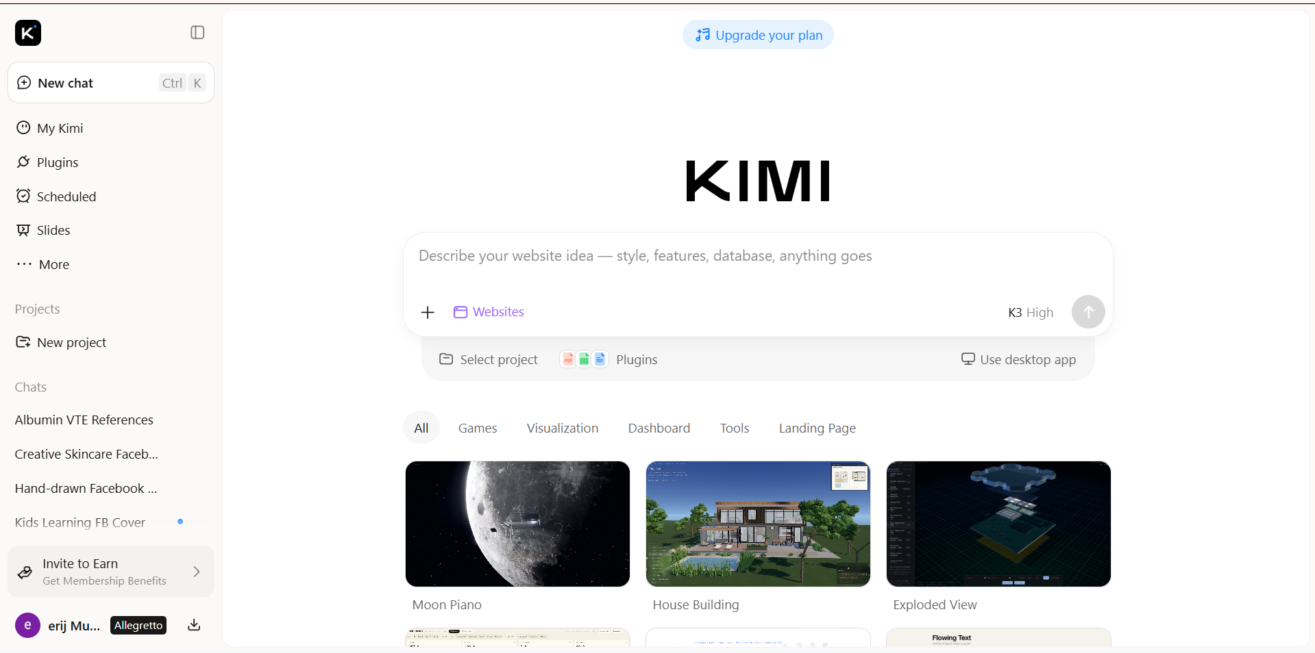 选择 AI 平台 - Kimi 构建应用