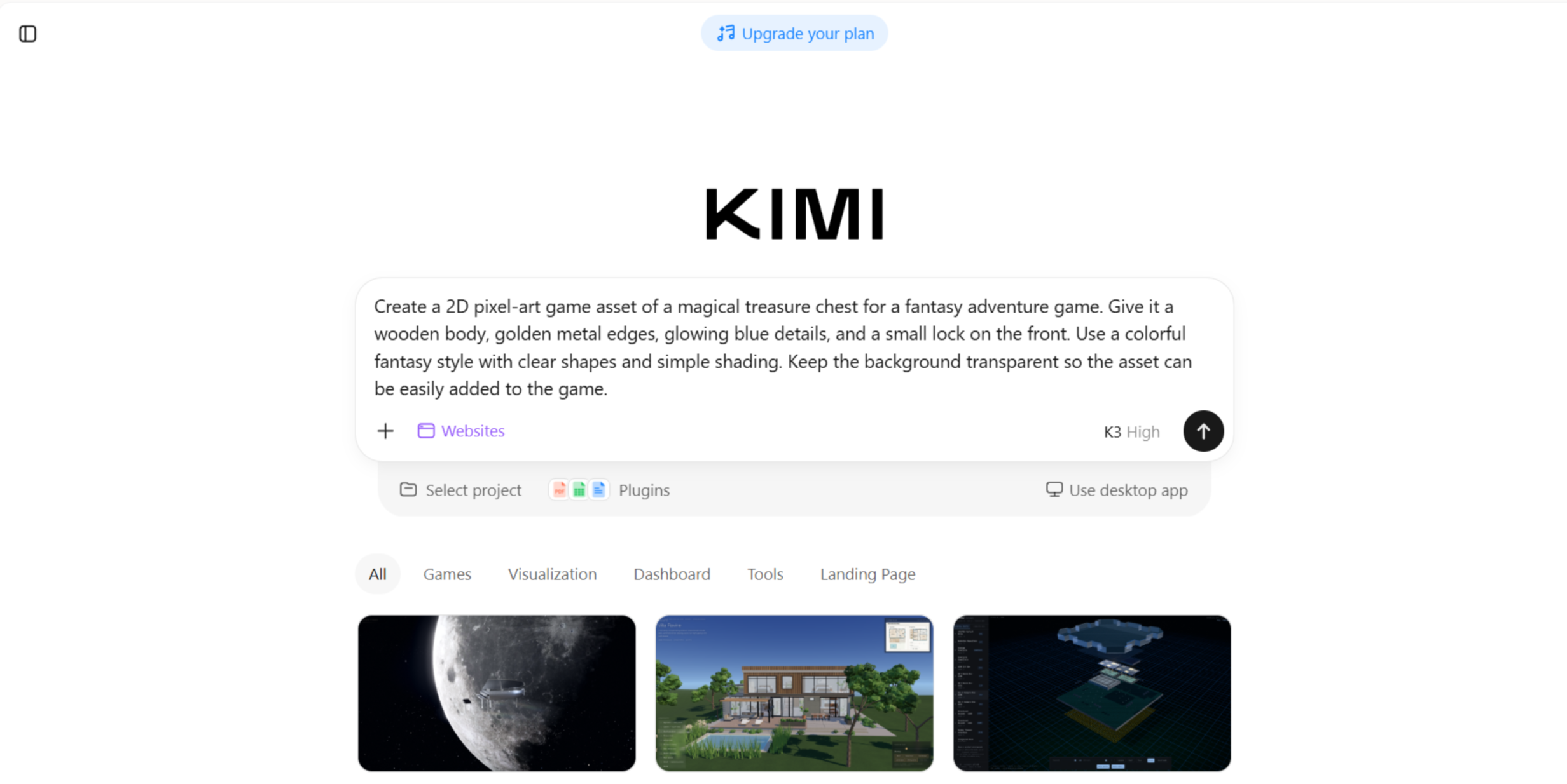 在 Kimi 构建应用中描述所需素材
